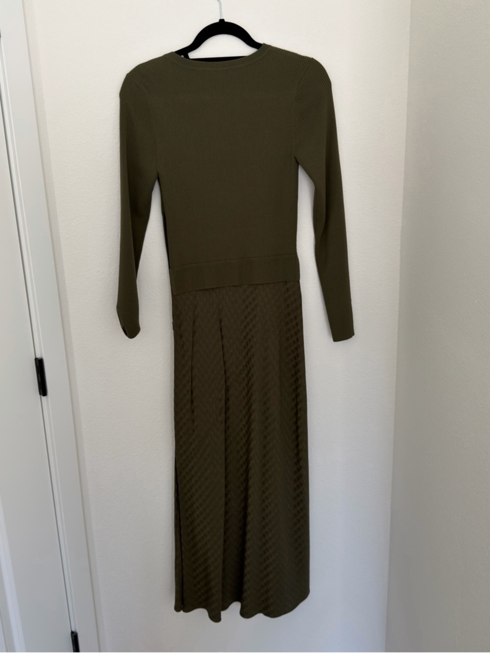 Ted Baker Joowani Olive Green Midi Dress A-Line Side Slit Size Small Women’s - Picture 6 of 10